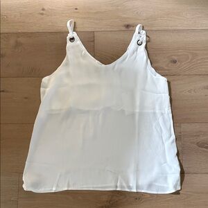 Bobeau Cream Sleeveless Blouse with Grommet Details